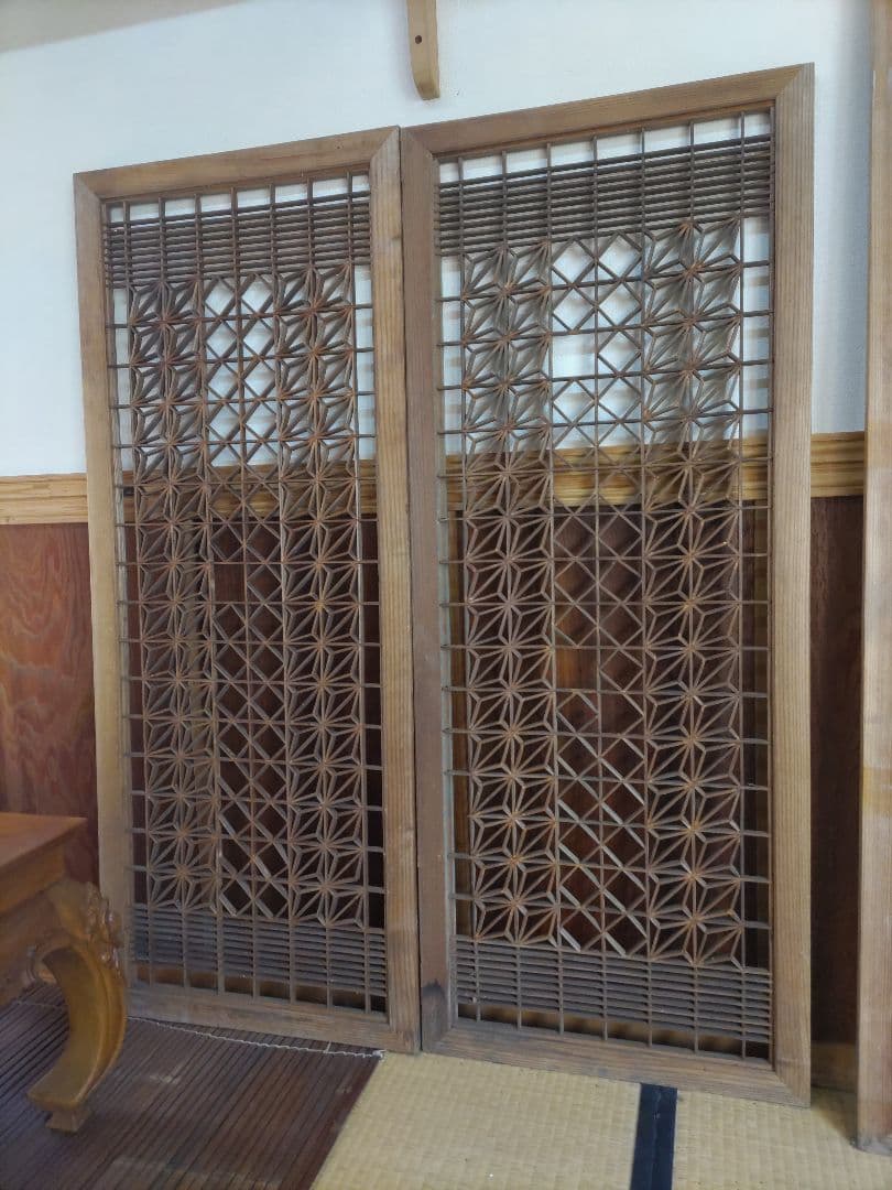 木製 和風間仕切り 2枚組