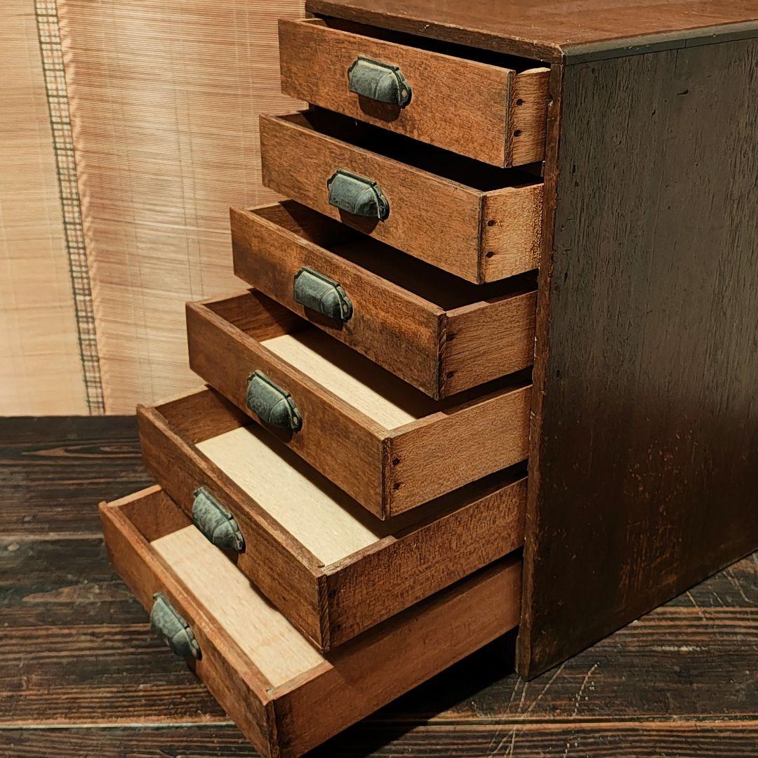 小引き出し6杯　小抽斗　昭和レトロ　木箱　古家具