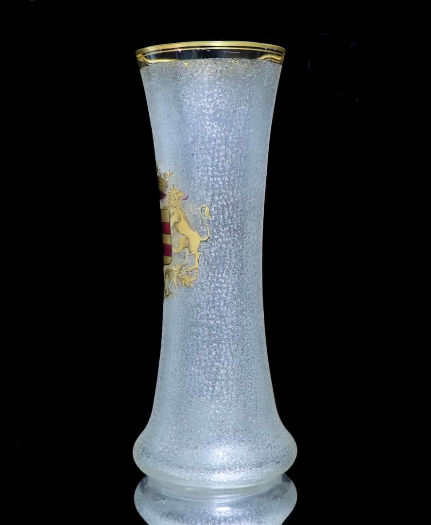 オールド・バカラ 最高級 1900年 獅子の紋章金彩エナメル 25cm 大型花瓶