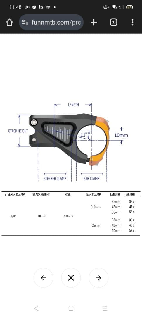 FUNN EQUALIZER STEM (35mm/±10) 新品