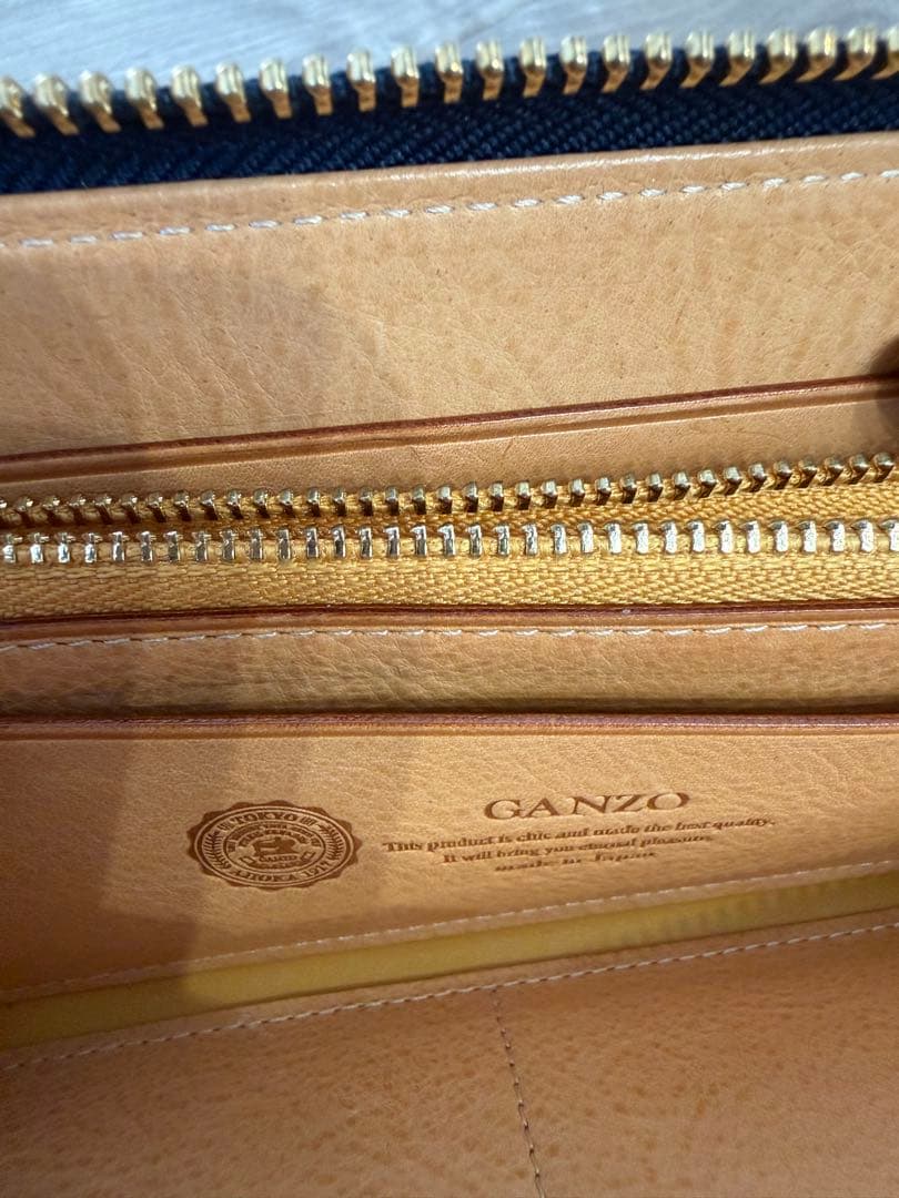 GANZO ガンゾ シンブライドル ラウンドファスナー長財布 紺色57239