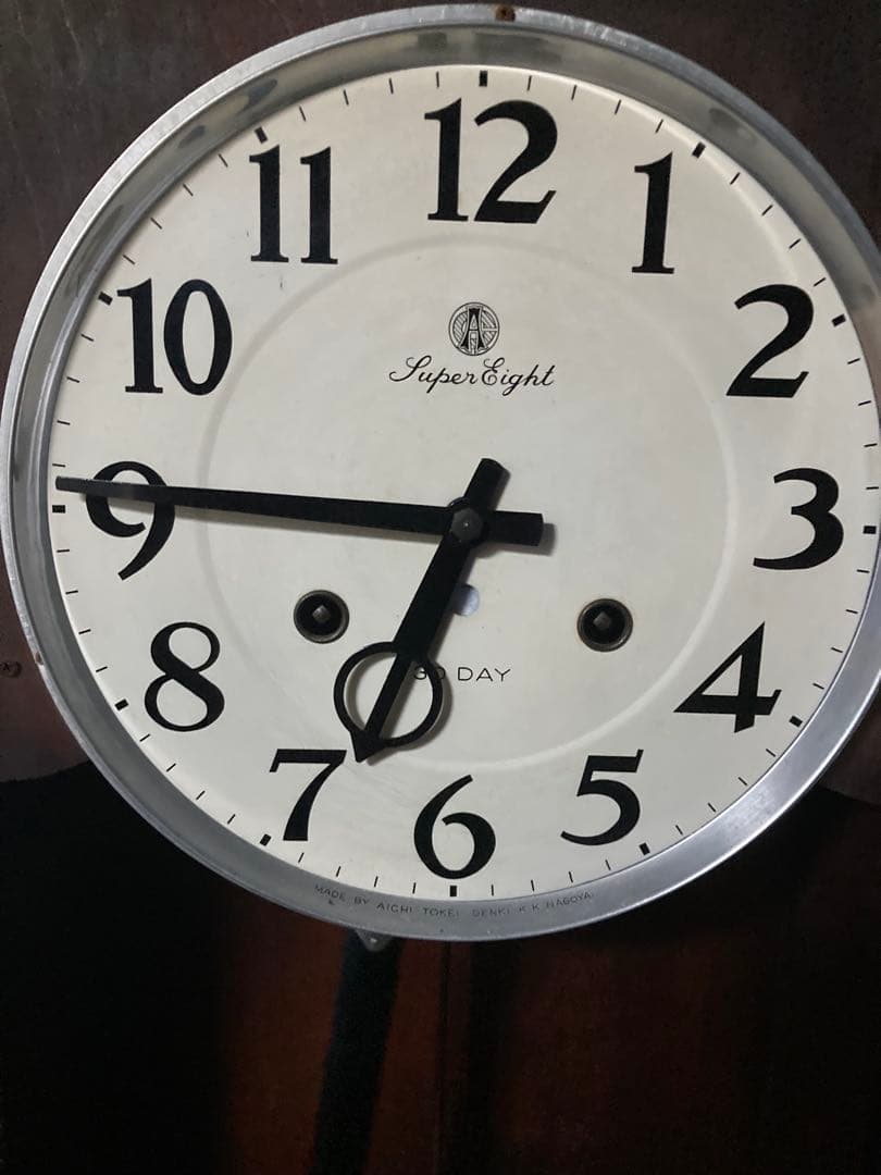 アンティーク柱時計 愛知時計電機30日巻 大き目宮型ボンボン時計稼働中