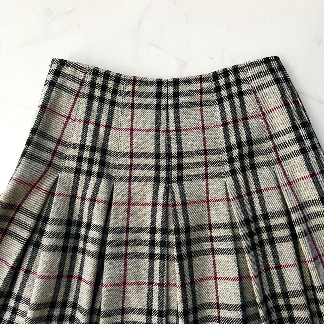 バーバリーロンドン アルパカ混 ウール プリーツスカート ノバチェック36