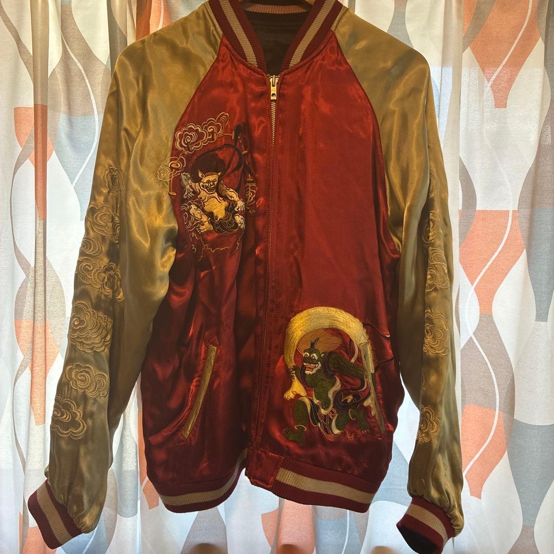 百花繚乱　風神雷神　リバーシブル　スカジャン　L