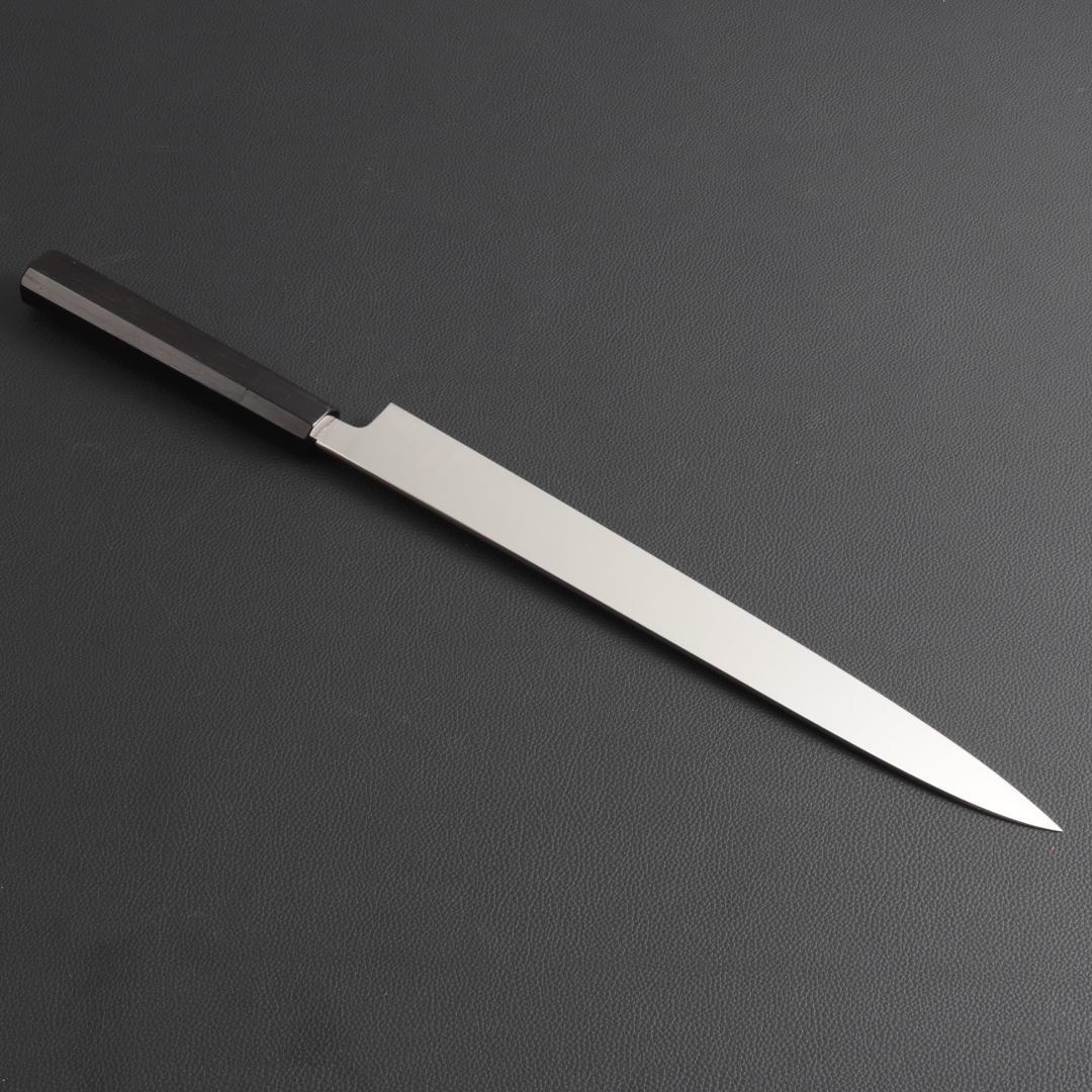 9801 柳刃包丁 尺一 刃は究極の切れ味 刺身包丁 和包丁 黒檀黒水牛角八角柄