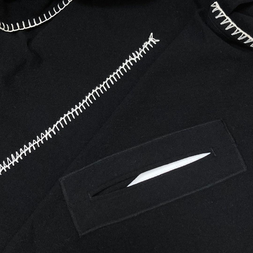 ヨウジヤマモト19AW ウール ハンドステッチ マント 変形ワンピース 黒1