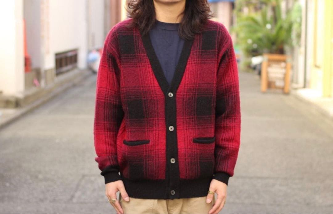 フェローズ 24W-PONC1 オンブレーチェック ニットカーディガン