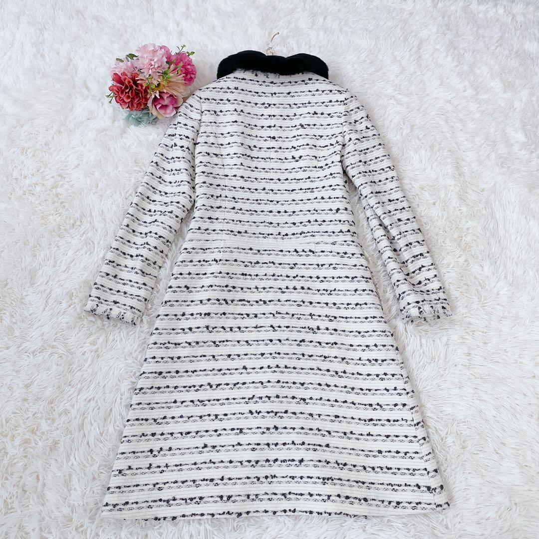 美品　ルネ　レッキスファー付　ツイードコート　ロング　TISSUE