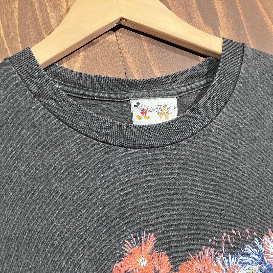 ディズニー　ミッキー tシャツ ブラック　XL 花火　ドナルド　グーフィー