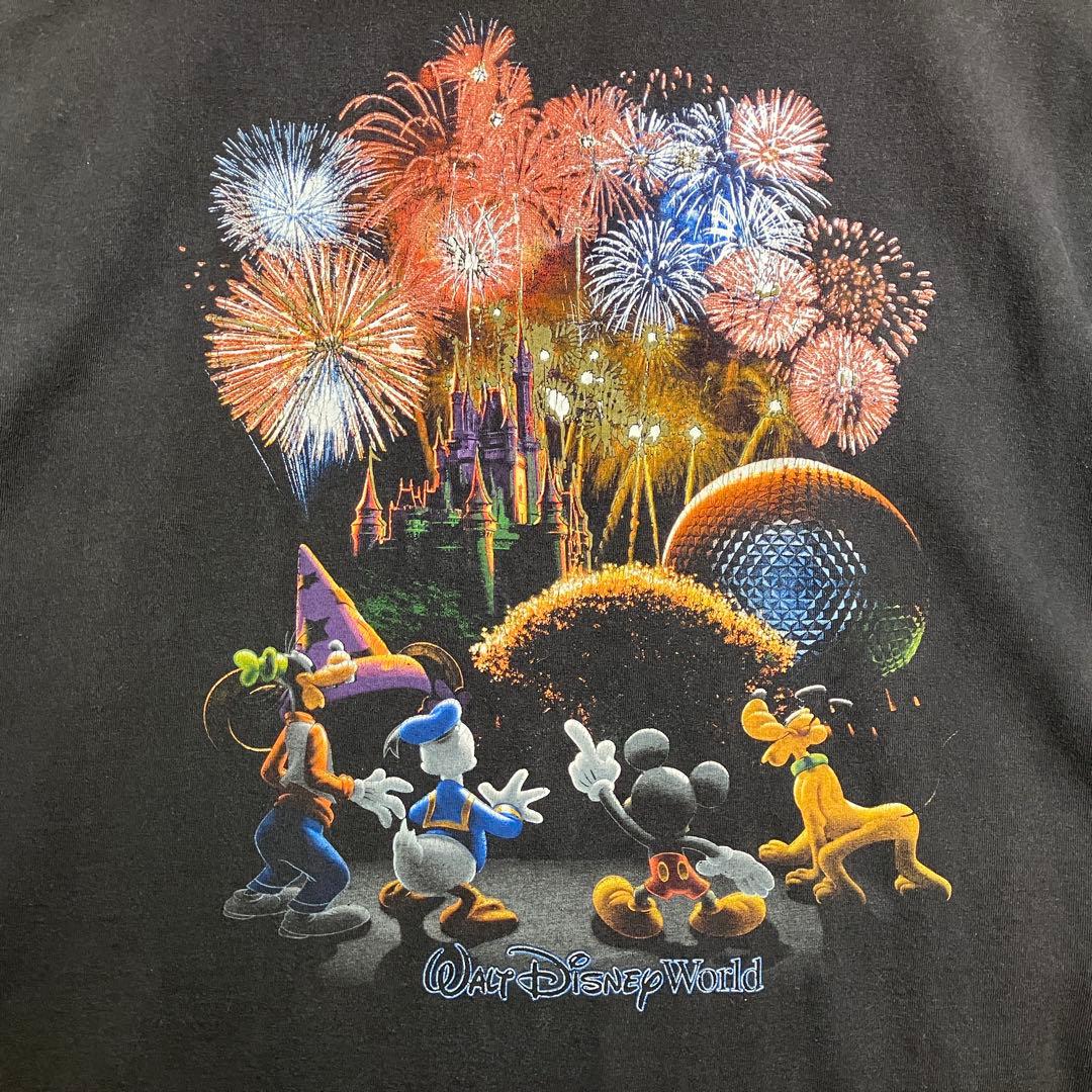 ディズニー　ミッキー tシャツ ブラック　XL 花火　ドナルド　グーフィー
