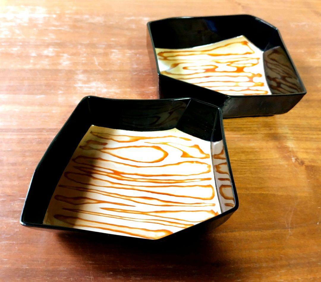 乾漆内堆漆菓子器 二点セット 未使用 新品同様