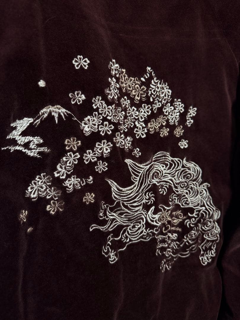 ２面用 TK Takeo ベロア ライオン 桜 日本 スカジャン vintage