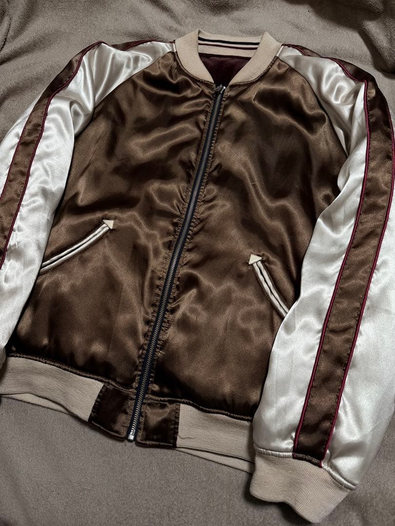 ２面用 TK Takeo ベロア ライオン 桜 日本 スカジャン vintage