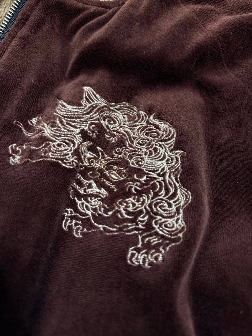 ２面用 TK Takeo ベロア ライオン 桜 日本 スカジャン vintage