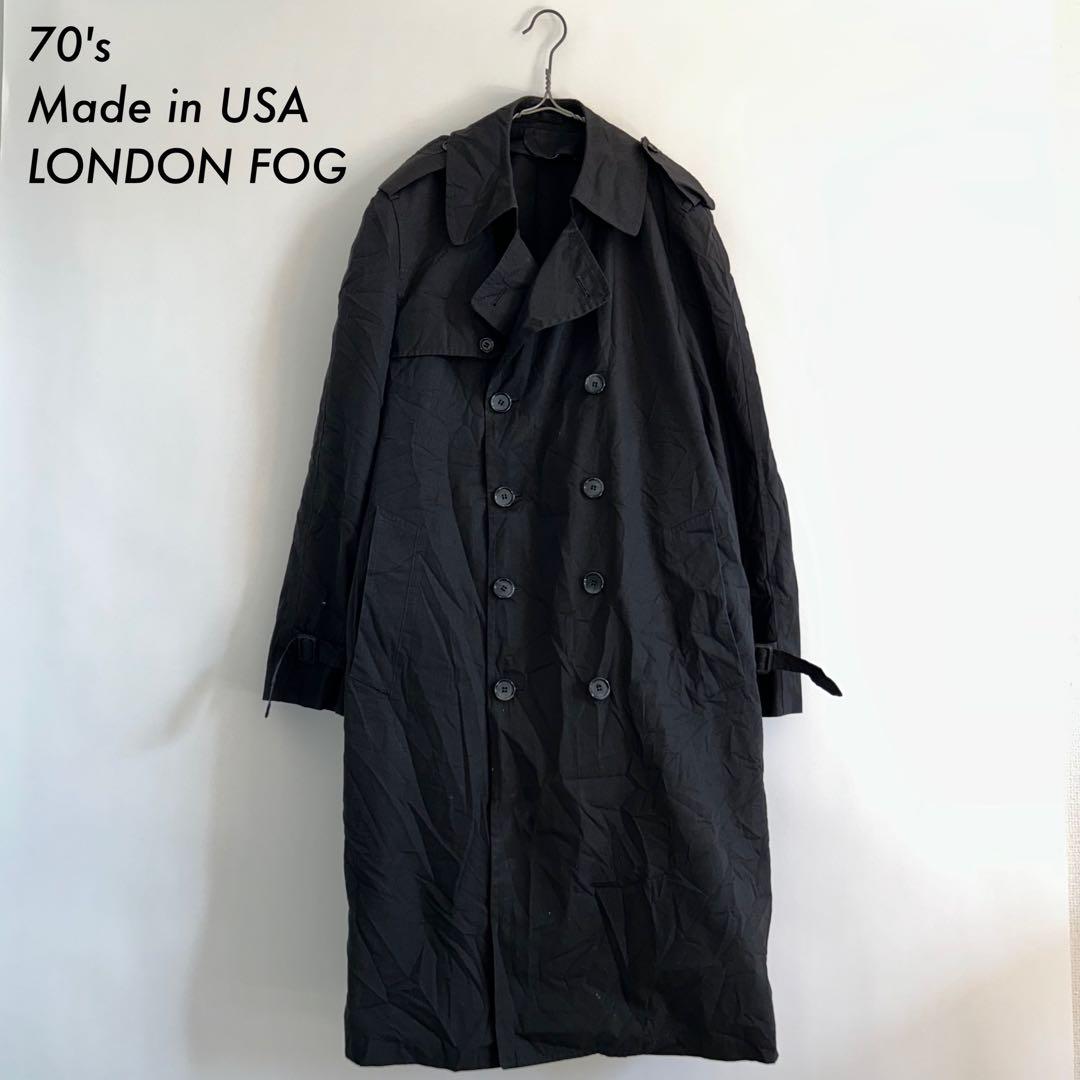 70s アメリカ製 ロンドン フォグ LONDON トレンチ コート 黒