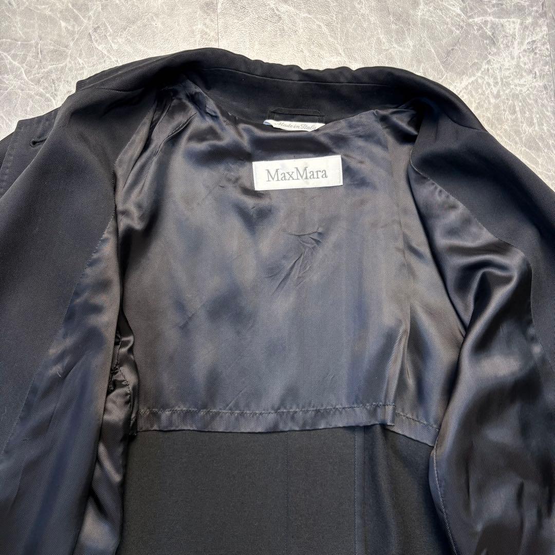 美品♡マックスマーラ　最高級白タグ　ベルテッド　ロングコート　L 黒　４０