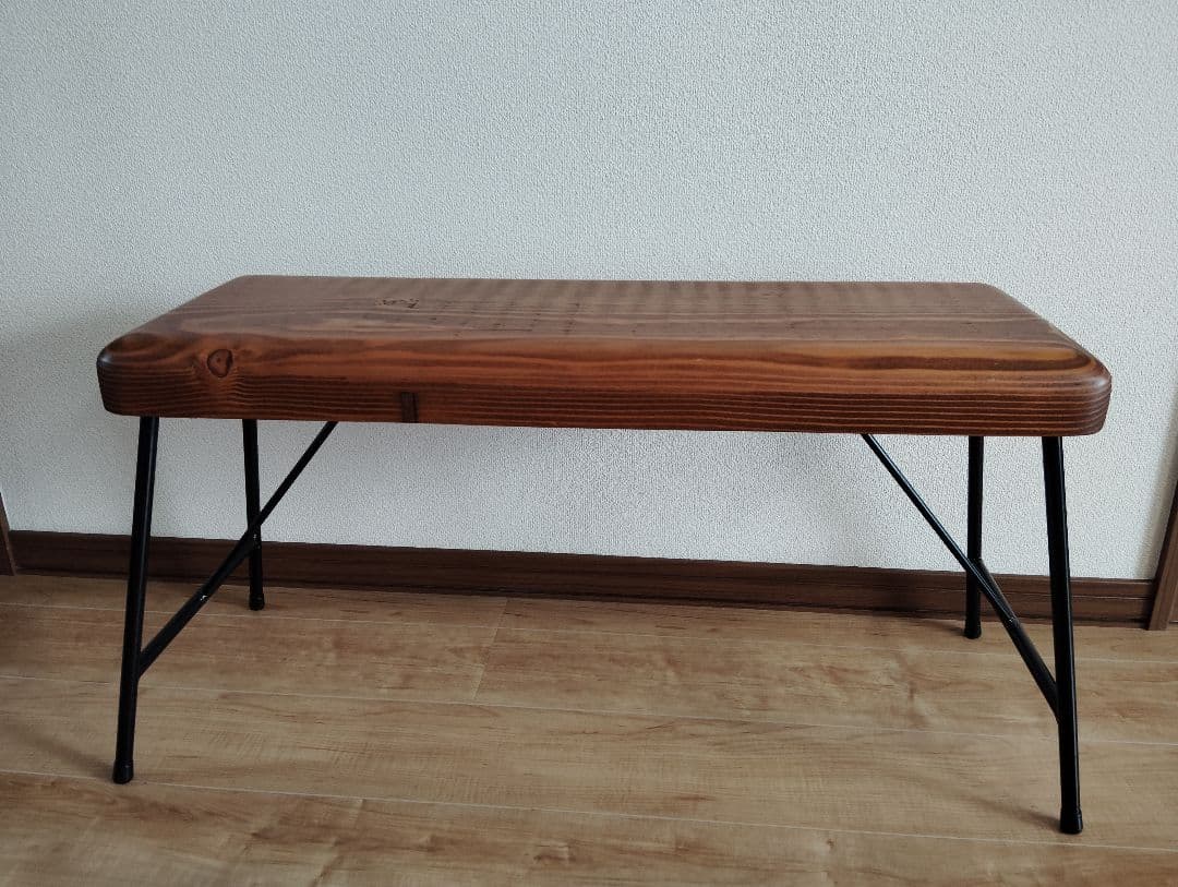 木製ベンチ　スチール脚　ブラウン