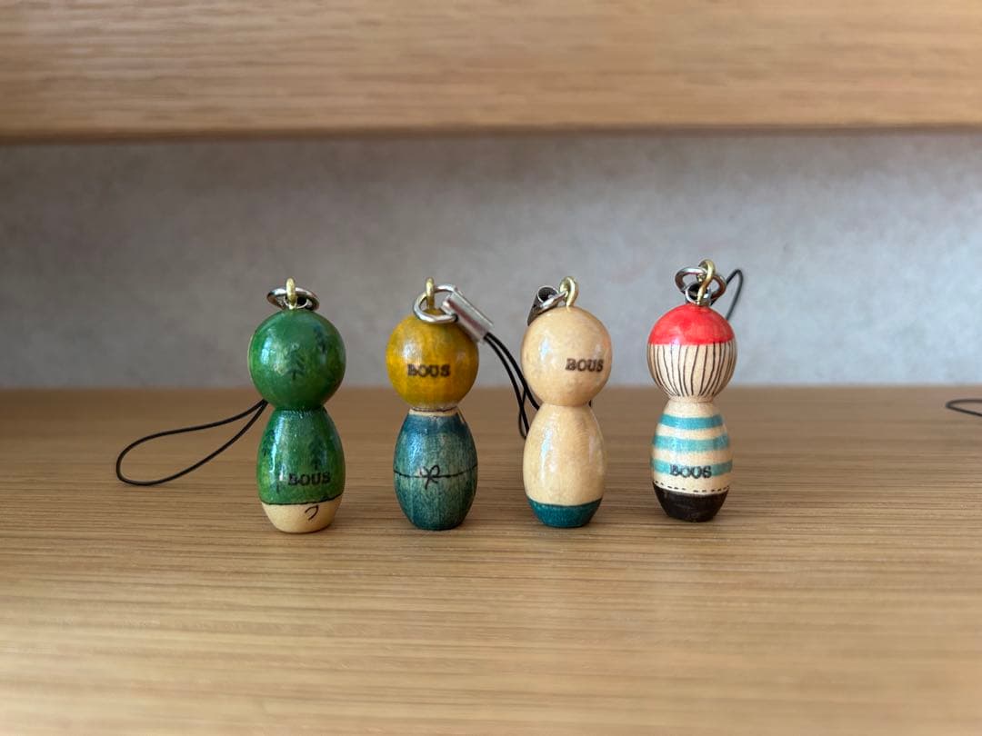 作家さん　bousさん　ハンドメイド　こけし　マトリョシカ　ストラップ6点セット