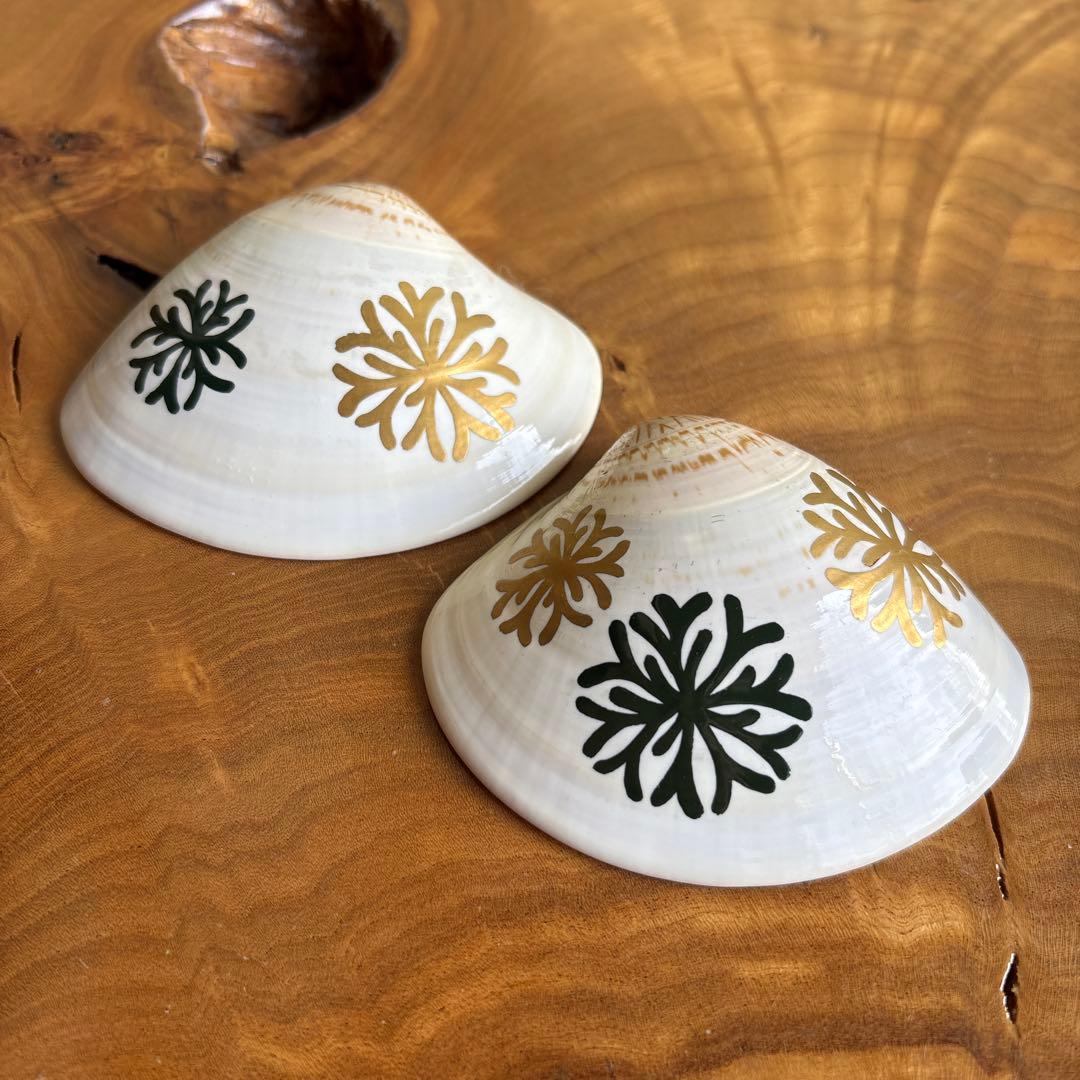 海松絵 蛤香合 茶道具 共箱