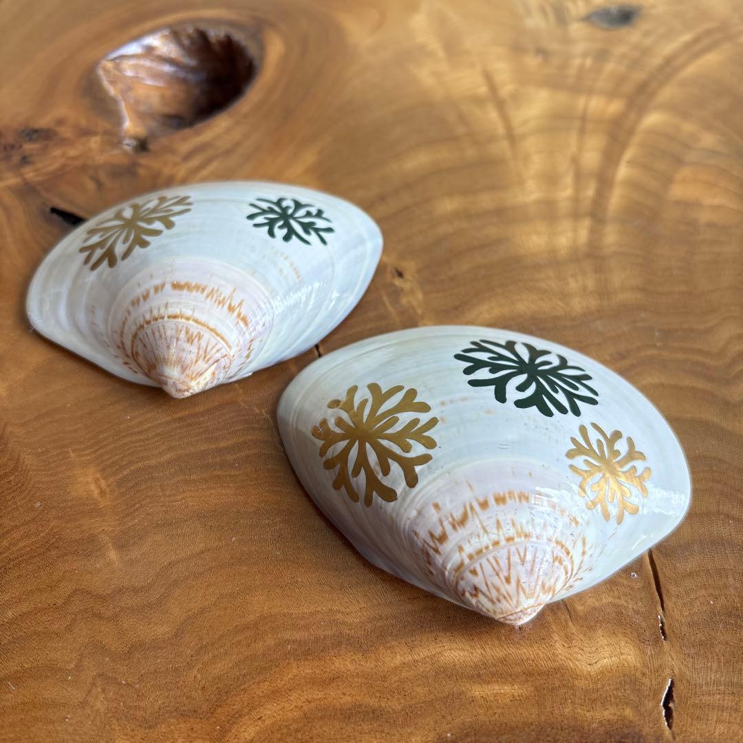 海松絵 蛤香合 茶道具 共箱