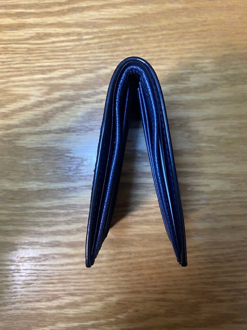 ［新品・未使用］BALLY ネイビー ストライプ 二つ折り財布 箱付き