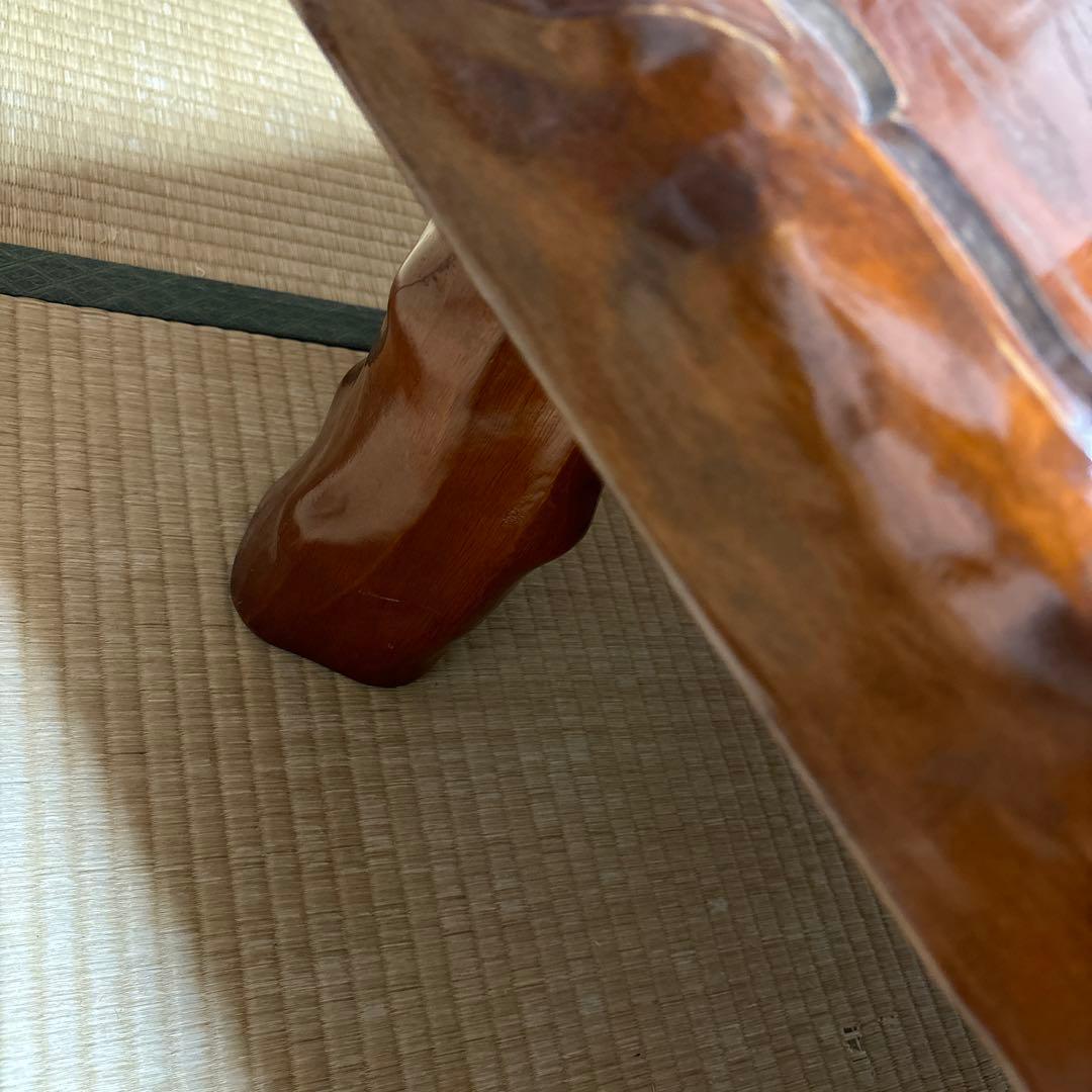 木製座卓 手彫り装飾 茶色