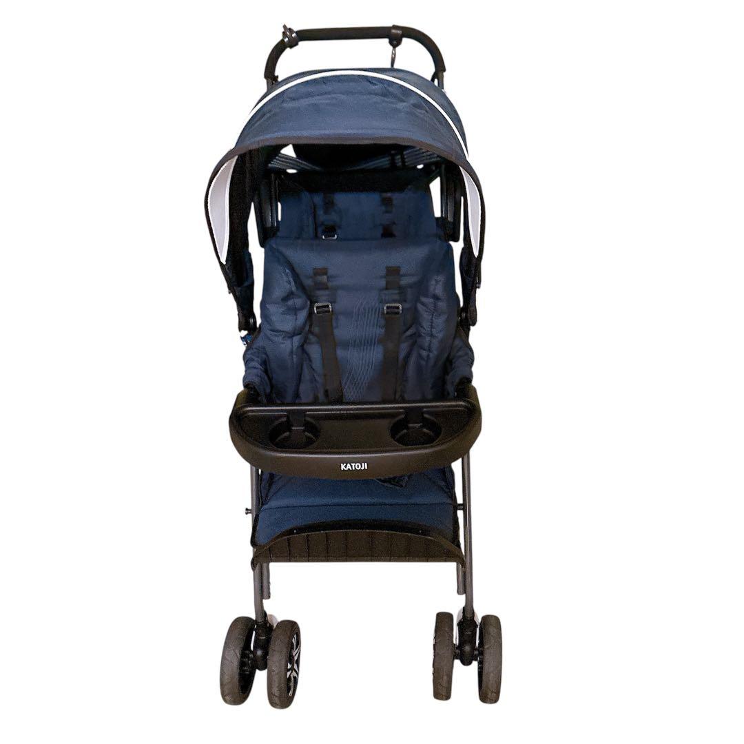 【美品】カトージ 二人乗りベビーカー 二人でゴー リアシート付き　2WAY仕様