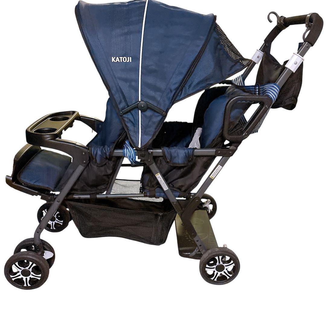 【美品】カトージ 二人乗りベビーカー 二人でゴー リアシート付き　2WAY仕様