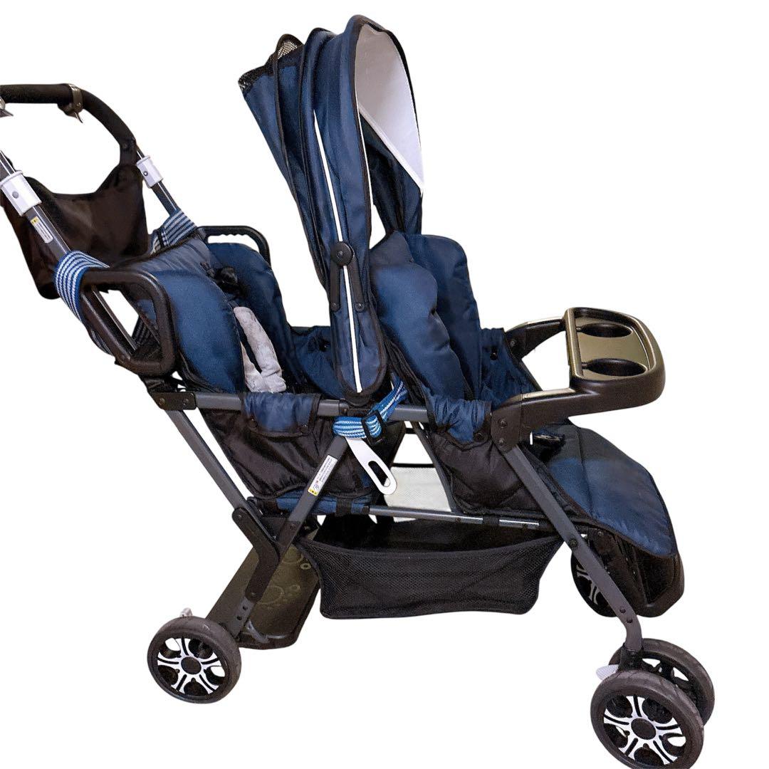 【美品】カトージ 二人乗りベビーカー 二人でゴー リアシート付き　2WAY仕様