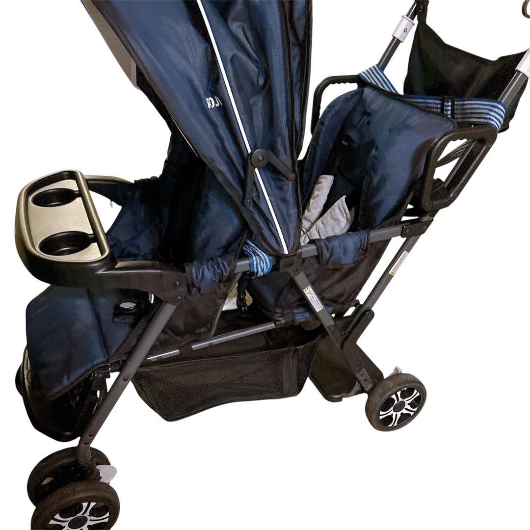 【美品】カトージ 二人乗りベビーカー 二人でゴー リアシート付き　2WAY仕様