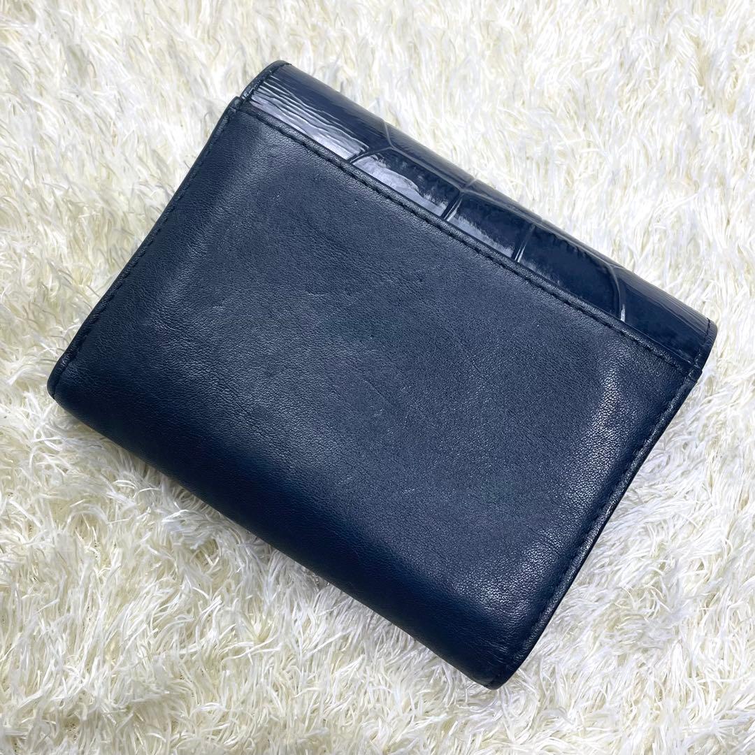 ヴィヴィアンウエストウッド 三つ折り財布 クロコ型押し ネイビー