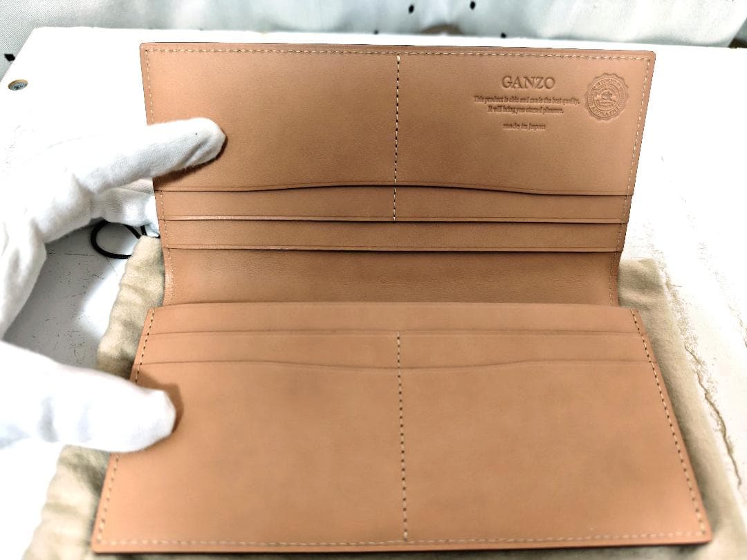 未使用品 ガンゾ コードバン ファスナー小銭入れ付き 長財布 ダークブラウン