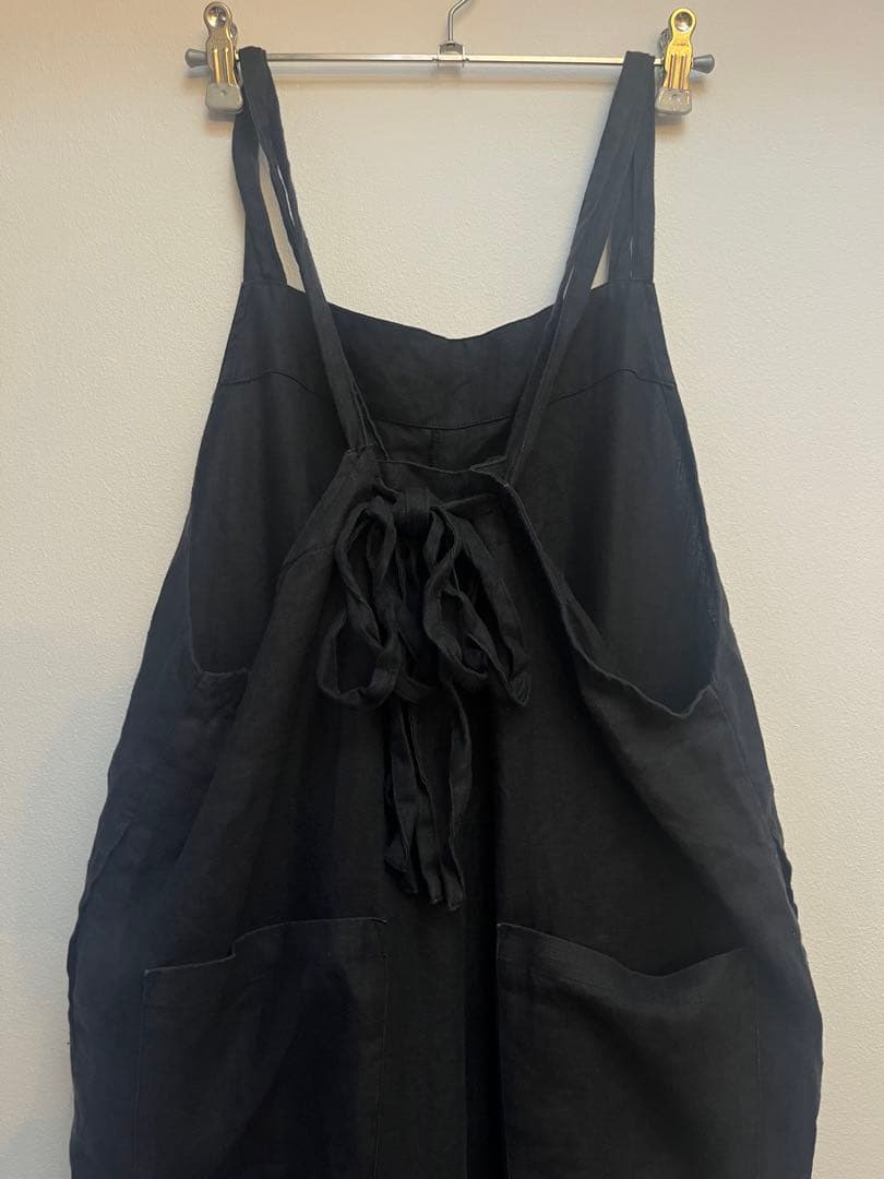 かぐれ　リネンサロペット　ブラック　黒