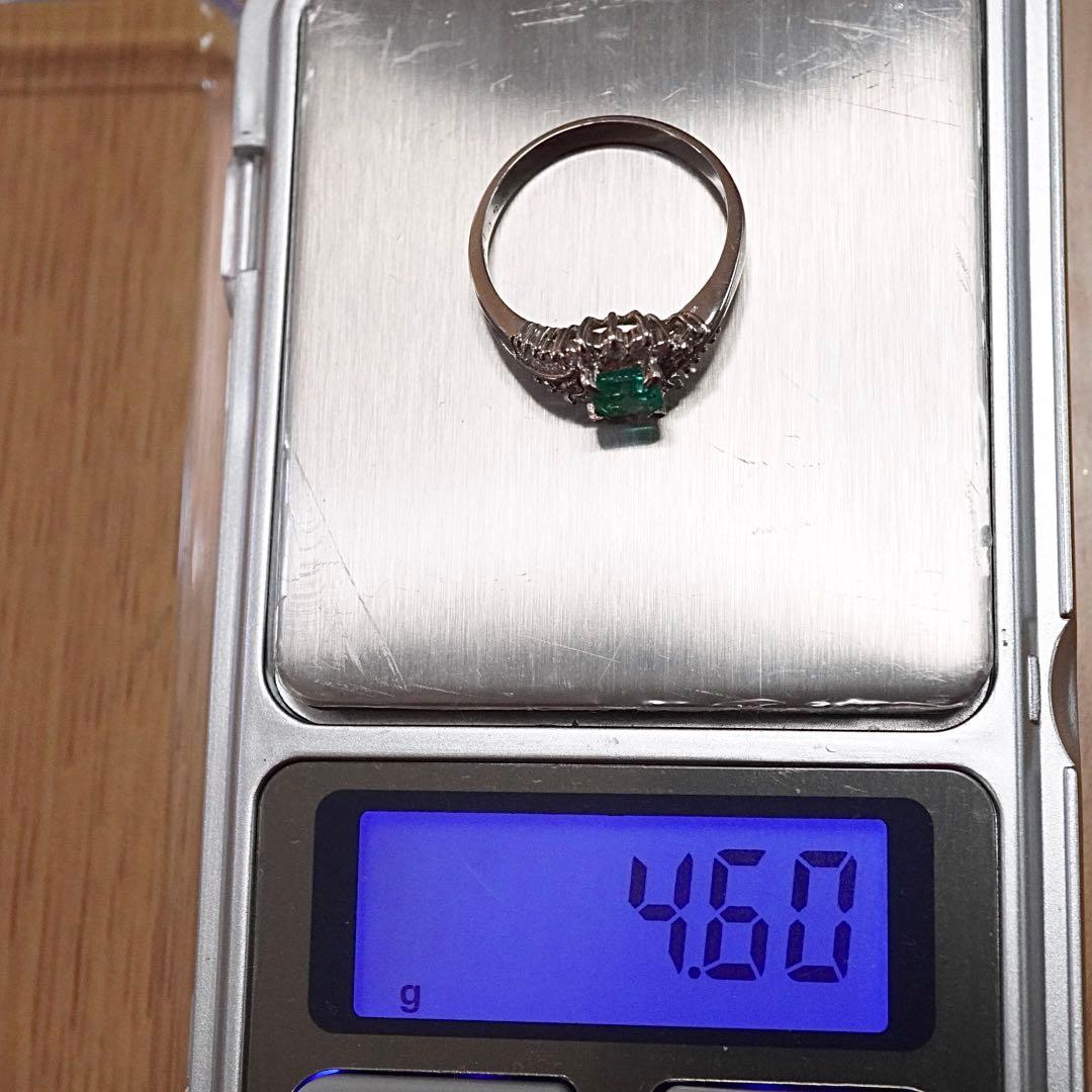 Pt900 プラチナ　エメラルド ダイヤモンド　リング