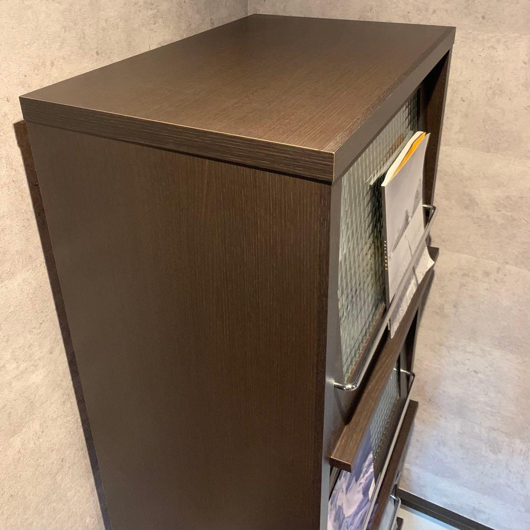 ダークブラウンオープンシェルフ 引き出し付き