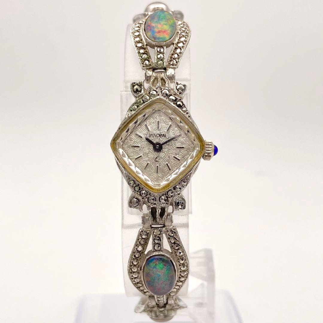 専用　JANOPAL ブレスウォッチ 石付き 新品電池 クォーツ シルバー