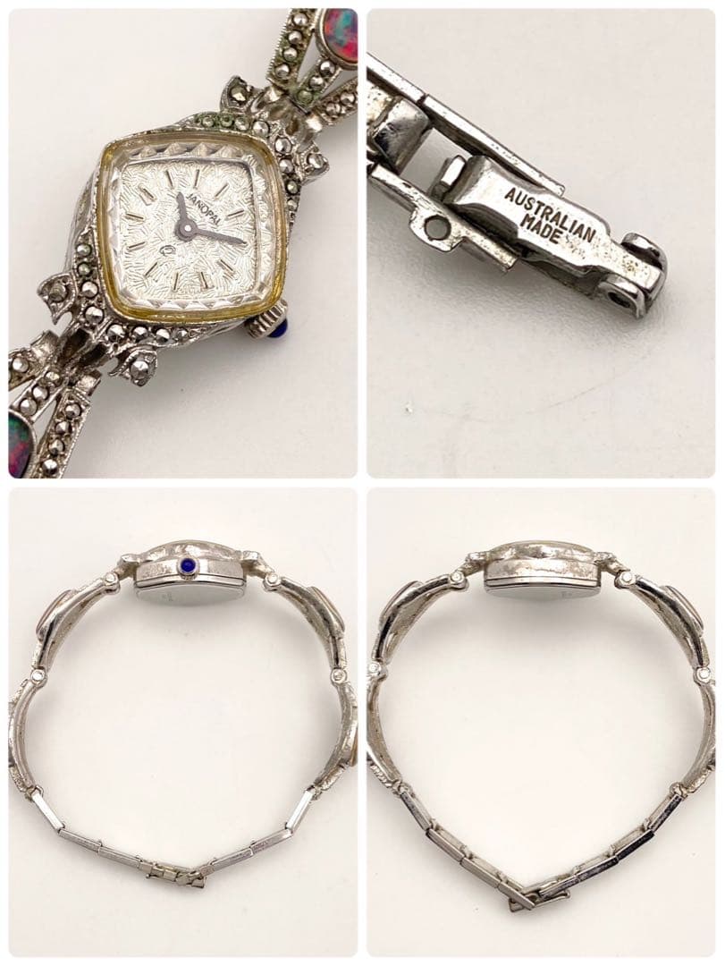 専用　JANOPAL ブレスウォッチ 石付き 新品電池 クォーツ シルバー