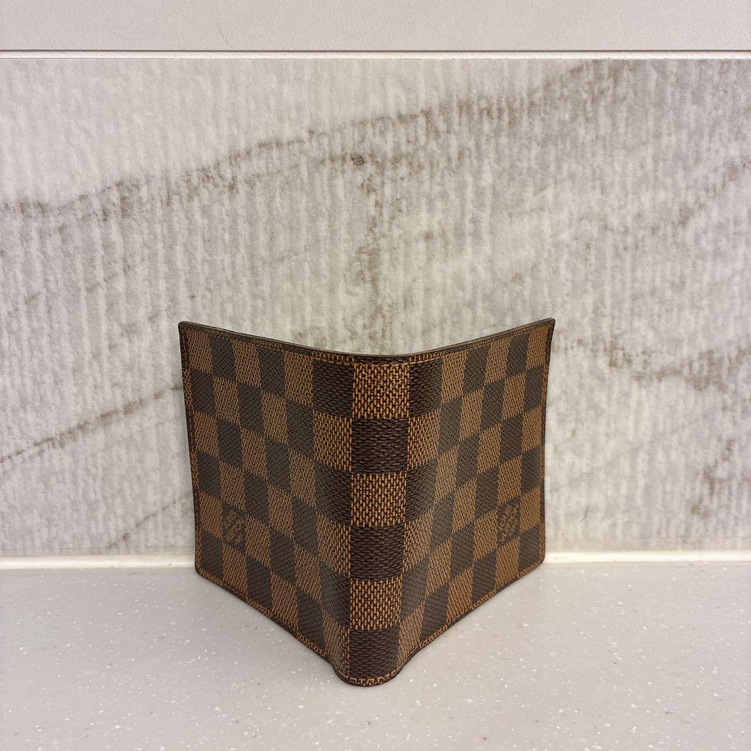 【正規品】LOUIS VUITTONダミエ二つ折り財布 イニシャル刻印あり 美品
