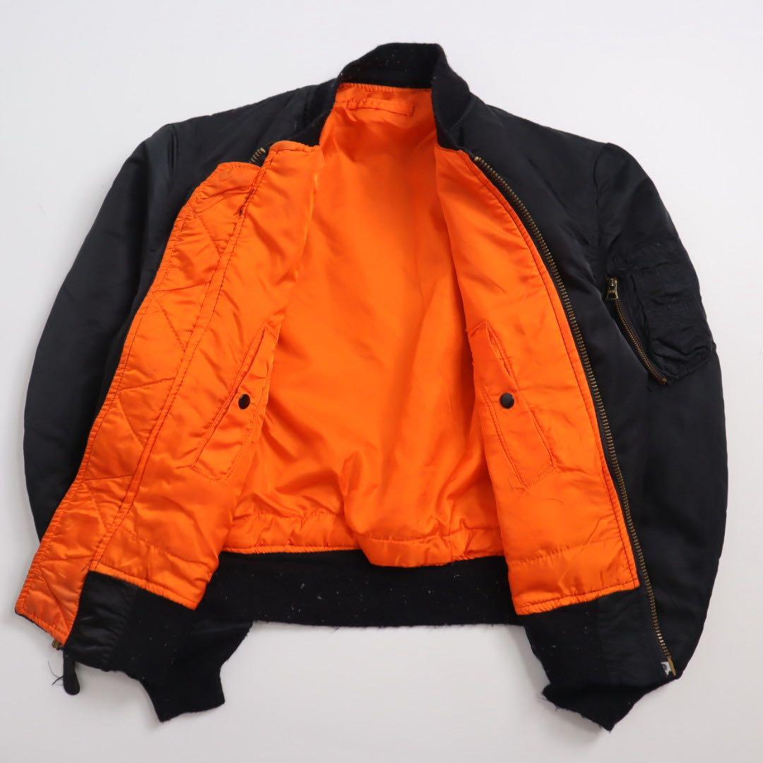 80s USA製 ALPHA MA-1 短丈 ブラック フライトジャケット