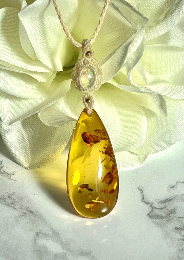 琥珀&宝石質オパール ペンダント