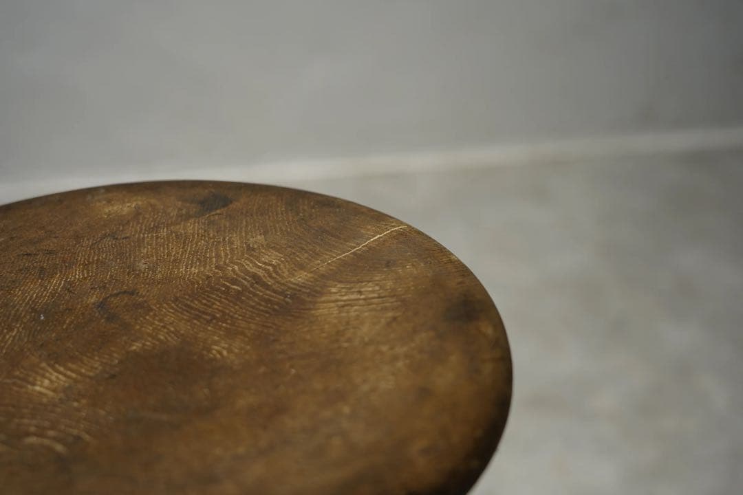 楢材　昭和初期　丸スツール　古木　椅子　レトロ