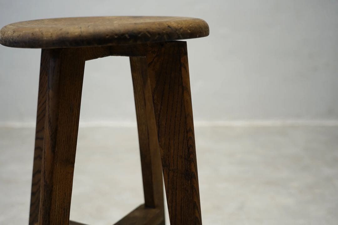楢材　昭和初期　丸スツール　古木　椅子　レトロ