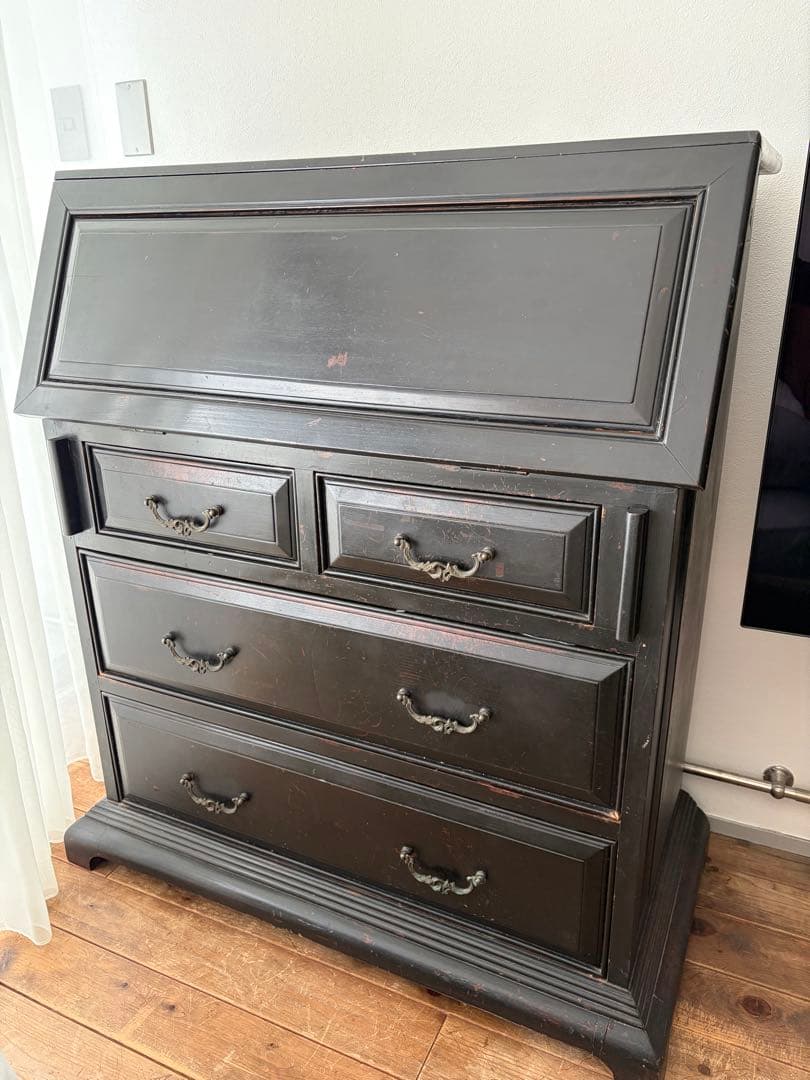 ヴィンテージ フランス ライティング ビューロー 黒茶 アンティーク フランス