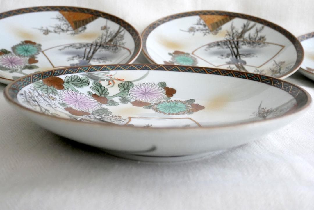 ヴィンテージ九谷焼　丸皿・ディナー皿　6枚セット