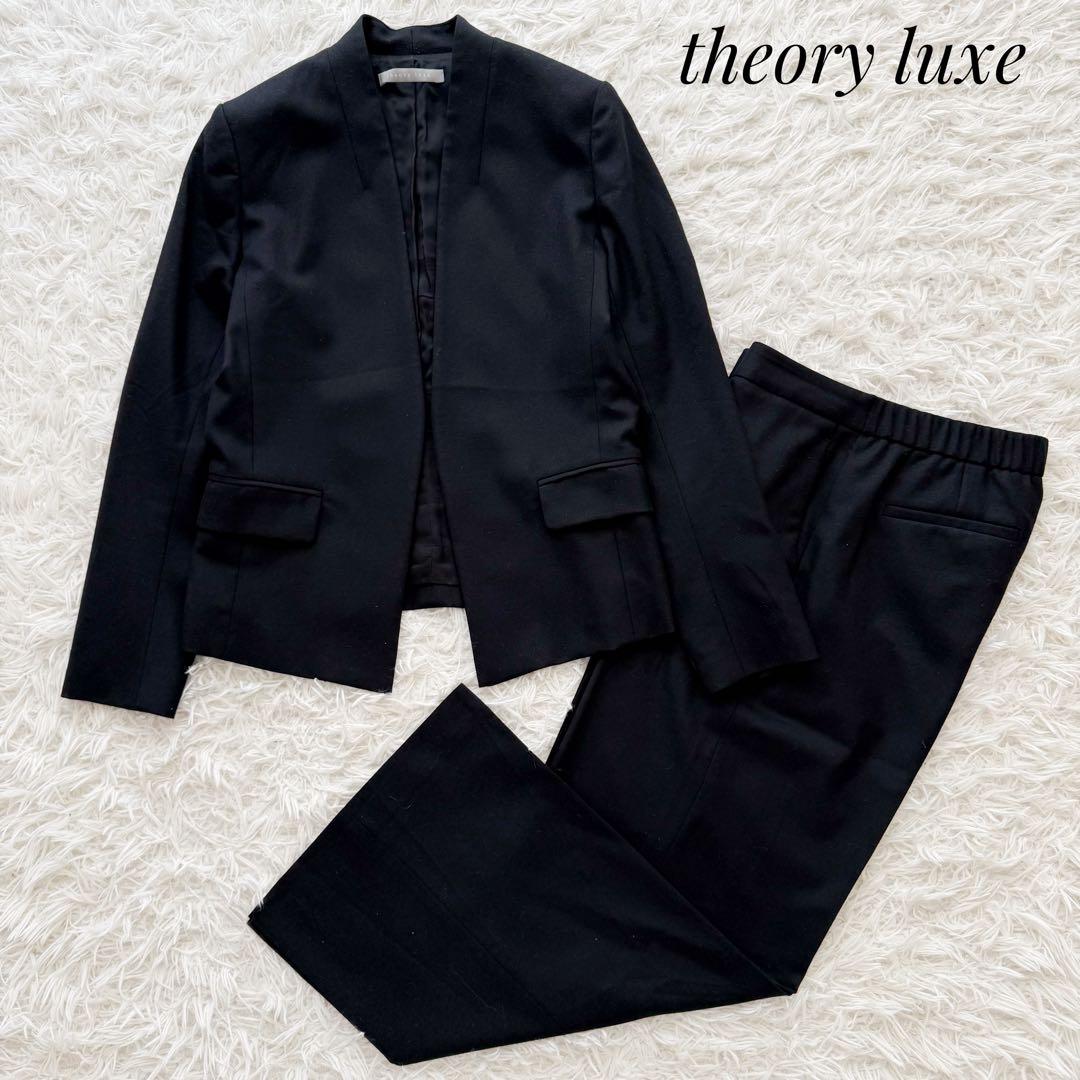 theory luxe セットアップ パンツスーツ ノーカラー ブラック 38