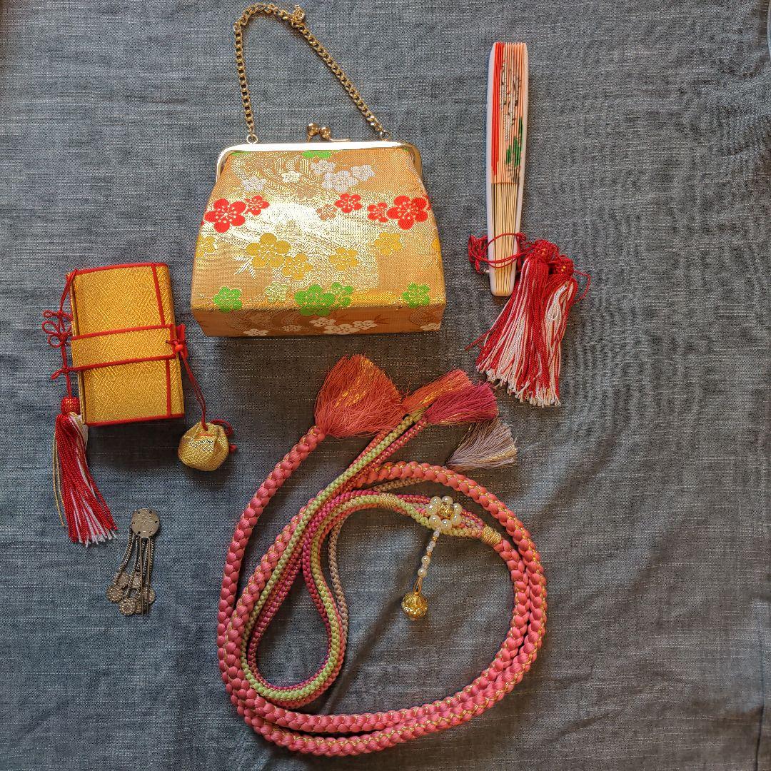 七五三　着物　7歳　正絹　フルセット　赤　絞り柄