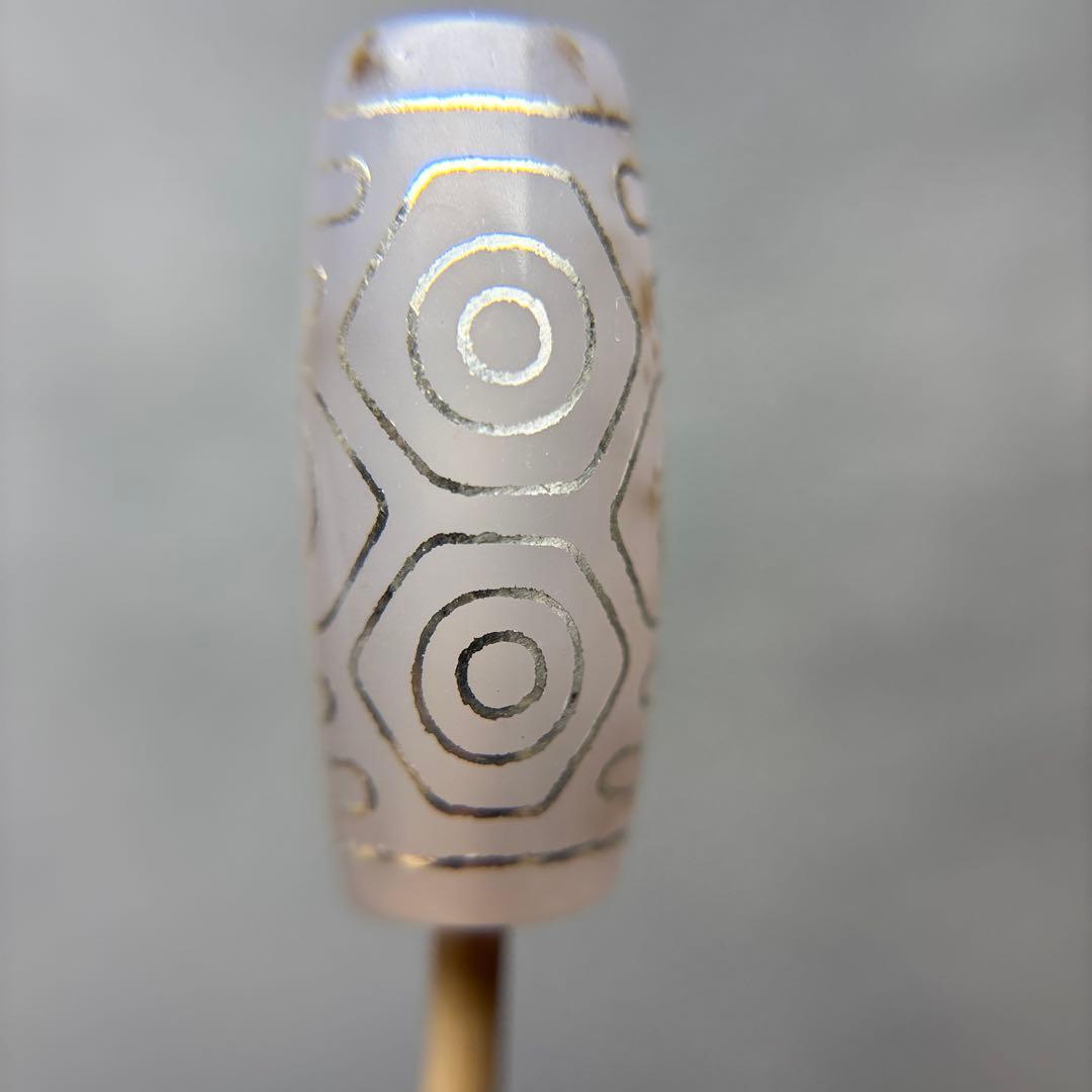 あずきちゃん玉髄　銀線龍眼天珠　デンドリ入り　11-93