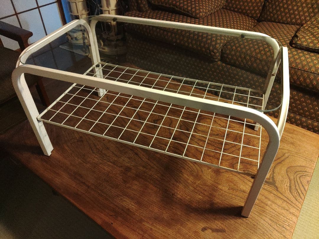 希少　ガラステーブル　コーヒーテーブル　レトロポップ　ポストモダン　アイアン