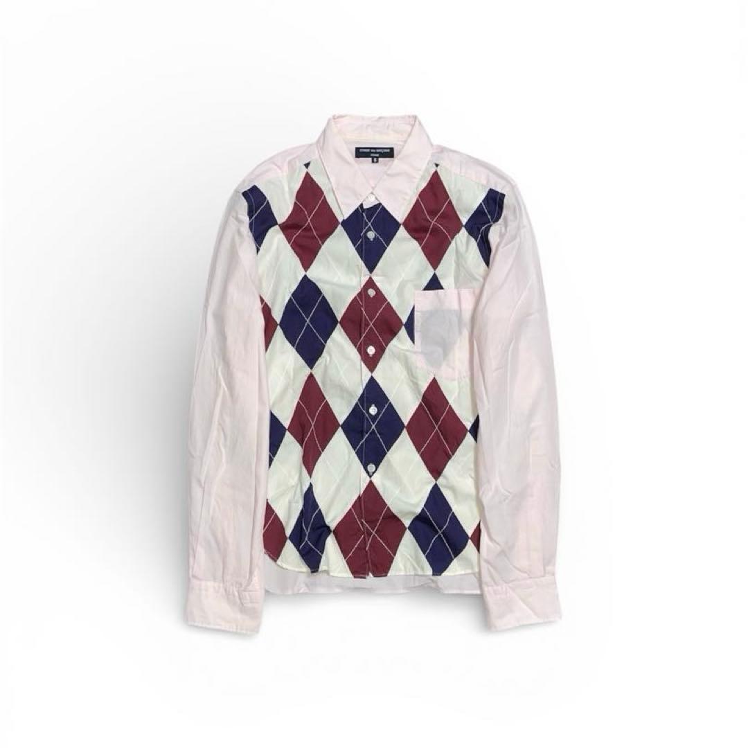 トップス cdg homme argyle panel shirt archive 00s