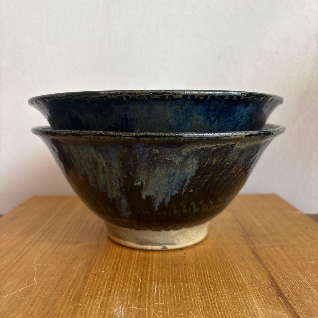 やちむん　沖縄　北窯　宮城正享　陶器　マカイ　丼　椀　トビカンナ　2枚　松田共司